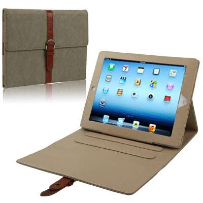 Leather Case / Bag with Third Gear Holder & Buckle and Sleep / Wake-up Function for iPad 4 / New iPad (iPad 3) / iPad 2