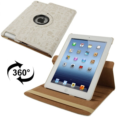 360 Degree Rotatable Cute Leather Case with Sleep / Wake-up & Three Stalls Adjustment for iPad 4 / New iPad (iPad 3) / iPad 2 (White)