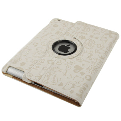 360 Degree Rotatable Cute Leather Case with Sleep / Wake-up & Three Stalls Adjustment for iPad 4 / New iPad (iPad 3) / iPad 2 (White)