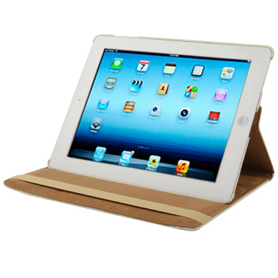 360 Degree Rotatable Cute Leather Case with Sleep / Wake-up & Three Stalls Adjustment for iPad 4 / New iPad (iPad 3) / iPad 2 (White)