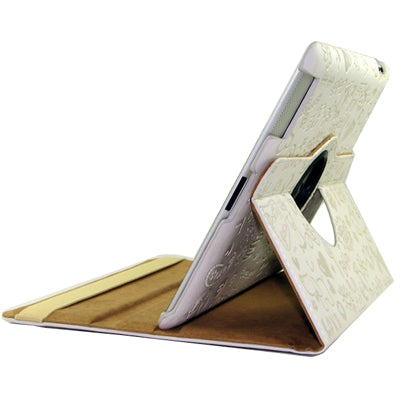 360 Degree Rotatable Cute Leather Case with Sleep / Wake-up & Three Stalls Adjustment for iPad 4 / New iPad (iPad 3) / iPad 2 (White)
