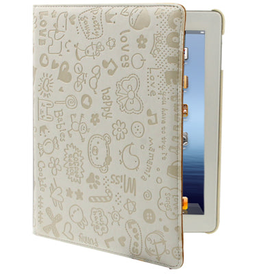 360 Degree Rotatable Cute Leather Case with Sleep / Wake-up & Three Stalls Adjustment for iPad 4 / New iPad (iPad 3) / iPad 2 (White)