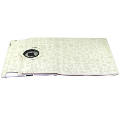 360 Degree Rotatable Cute Leather Case with Sleep / Wake-up & Three Stalls Adjustment for iPad 4 / New iPad (iPad 3) / iPad 2 (White)