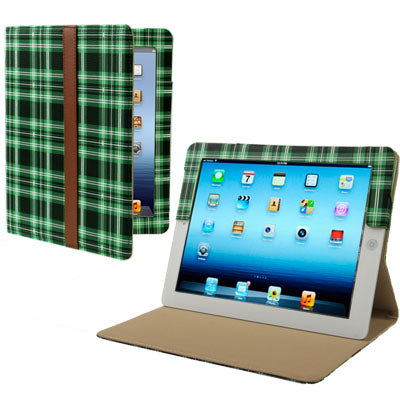 Lattice Leather Case with Holder for iPad 4 / New iPad (iPad 3), Green
