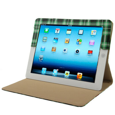 Lattice Leather Case with Holder for iPad 4 / New iPad (iPad 3), Green