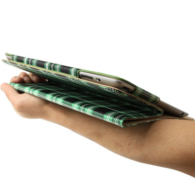Lattice Leather Case with Holder for iPad 4 / New iPad (iPad 3), Green