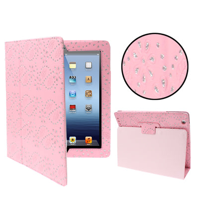 Flashlight Powder Vertical Leather Case with Holder for iPad 4 / New iPad (iPad 3) / iPad 2 (Pink)
