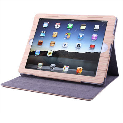 Wood Grain Style Leather Case with Holder for New iPad (iPad 3) / iPad 2 / iPad 4