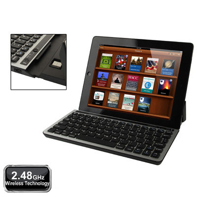Multifunctional Wiredrawing Aluminum Plate Bluetooth 3.0 Keyboard with 2.4GHz Wireless Nano Receiver for iPad 2 / New iPad (iPad 3), Galaxy Tab P7500 / P7510, P7300 / P7310 and Other Mobile Phone, Computer, etc.(Silver)