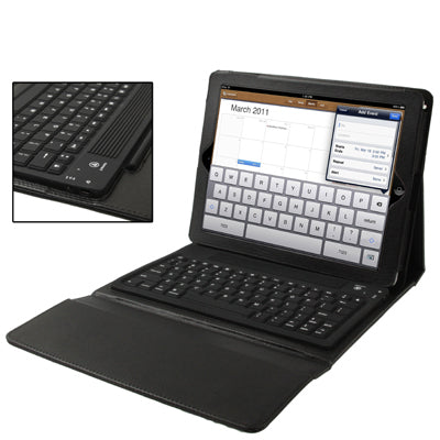 High Quality Silicone Key Bluetooth Keyboard with Folding Leather Protective Case for New iPad (iPad 3) / iPad 4 / iPad 2,