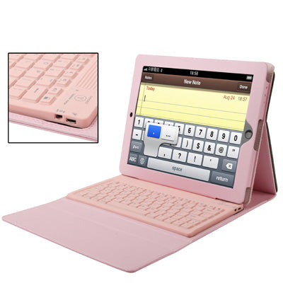 High Quality Silicone Key Bluetooth Keyboard with Folding Leather Protective Case for New iPad (iPad 3) / iPad 4 / iPad 2,