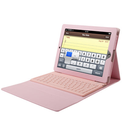 High Quality Silicone Key Bluetooth Keyboard with Folding Leather Protective Case for New iPad (iPad 3) / iPad 4 / iPad 2,