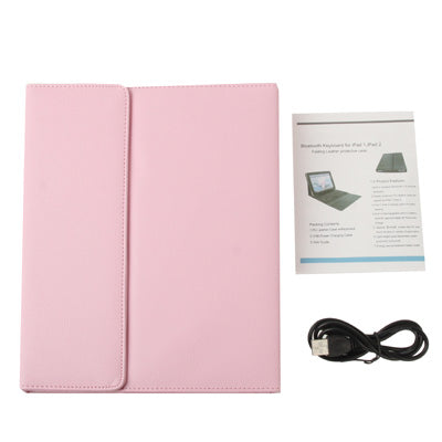 High Quality Silicone Key Bluetooth Keyboard with Folding Leather Protective Case for New iPad (iPad 3) / iPad 4 / iPad 2,