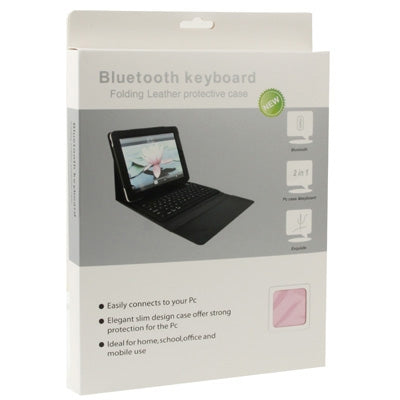 High Quality Silicone Key Bluetooth Keyboard with Folding Leather Protective Case for New iPad (iPad 3) / iPad 4 / iPad 2,