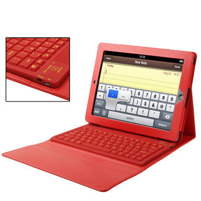 High Quality Silicone Key Bluetooth Keyboard with Folding Leather Protective Case for New iPad (iPad 3) / iPad 4 / iPad 2,