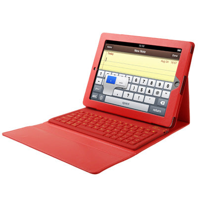 High Quality Silicone Key Bluetooth Keyboard with Folding Leather Protective Case for New iPad (iPad 3) / iPad 4 / iPad 2,
