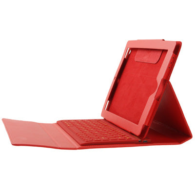 High Quality Silicone Key Bluetooth Keyboard with Folding Leather Protective Case for New iPad (iPad 3) / iPad 4 / iPad 2,