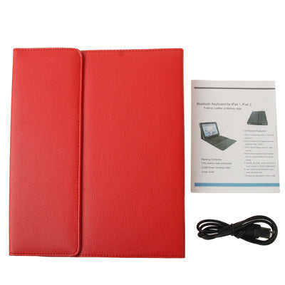 High Quality Silicone Key Bluetooth Keyboard with Folding Leather Protective Case for New iPad (iPad 3) / iPad 4 / iPad 2,