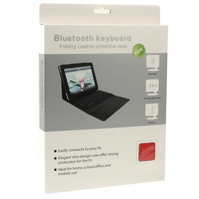 High Quality Silicone Key Bluetooth Keyboard with Folding Leather Protective Case for New iPad (iPad 3) / iPad 4 / iPad 2,