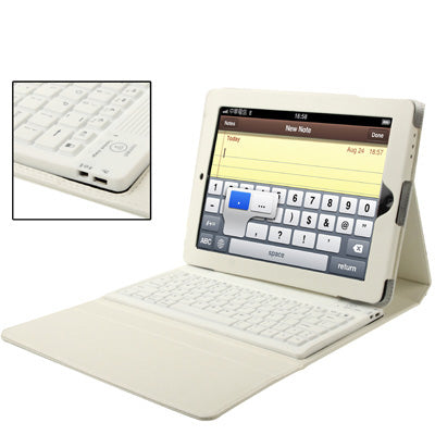 High Quality Silicone Key Bluetooth Keyboard with Folding Leather Protective Case for New iPad (iPad 3) / iPad 4 / iPad 2,
