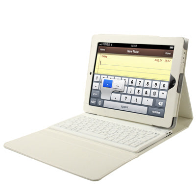High Quality Silicone Key Bluetooth Keyboard with Folding Leather Protective Case for New iPad (iPad 3) / iPad 4 / iPad 2,