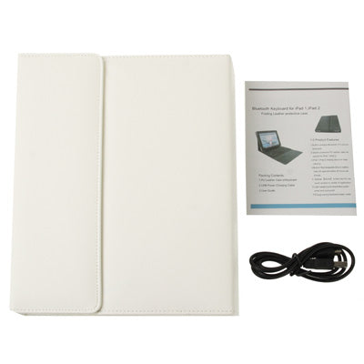 High Quality Silicone Key Bluetooth Keyboard with Folding Leather Protective Case for New iPad (iPad 3) / iPad 4 / iPad 2,