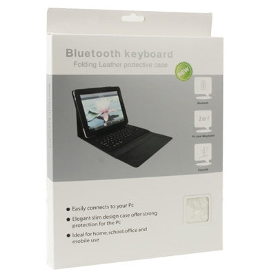 High Quality Silicone Key Bluetooth Keyboard with Folding Leather Protective Case for New iPad (iPad 3) / iPad 4 / iPad 2,
