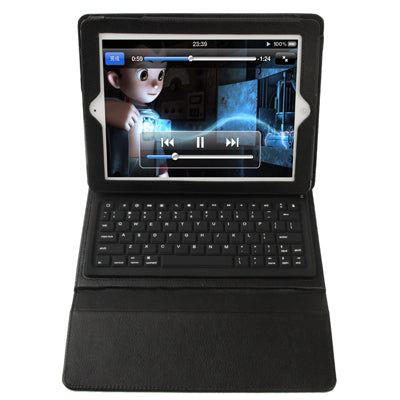 High Quality Silicone Key Bluetooth Keyboard with Folding Leather Protective Case for New iPad (iPad 3) / iPad 4 / iPad 2,