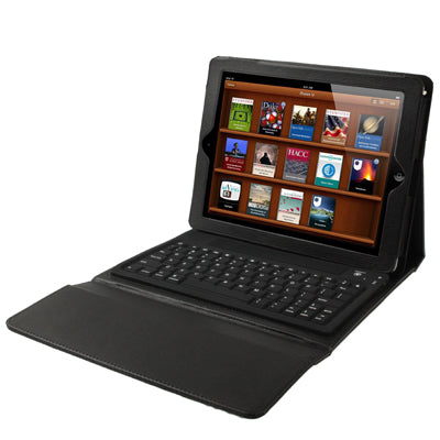 High Quality Silicone Key Bluetooth Keyboard with Folding Leather Protective Case for New iPad (iPad 3) / iPad 4 / iPad 2,