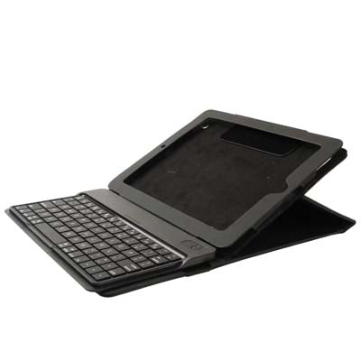 3 in 1 (Removable Hard Key Bluetooth Keyboard + Folding Leather Protective Case + Sleep / Wake up Function ) for New iPad (iPad 3), Black(Black)