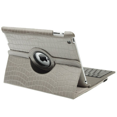 High Quality Detachable ABS Hard Key Bluetooth Keyboard with 360 Degrees Rotation Leather Protective Shell for New iPad (iPad 3) / iPad 2, Dark Grey(Dark Grey)