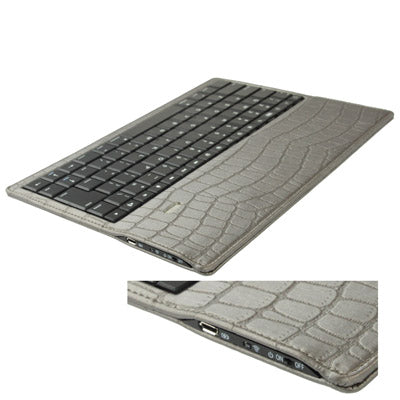 High Quality Detachable ABS Hard Key Bluetooth Keyboard with 360 Degrees Rotation Leather Protective Shell for New iPad (iPad 3) / iPad 2, Dark Grey(Dark Grey)