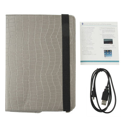 High Quality Detachable ABS Hard Key Bluetooth Keyboard with 360 Degrees Rotation Leather Protective Shell for New iPad (iPad 3) / iPad 2, Dark Grey(Dark Grey)