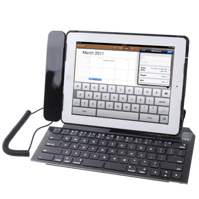 Bluetooth v3.0 Skype Foldable ABS Hard Keyboard with Wired Telephone Handset for New iPad / iPad 3 / iPad 2, iPhone / iPod Touch(Black)