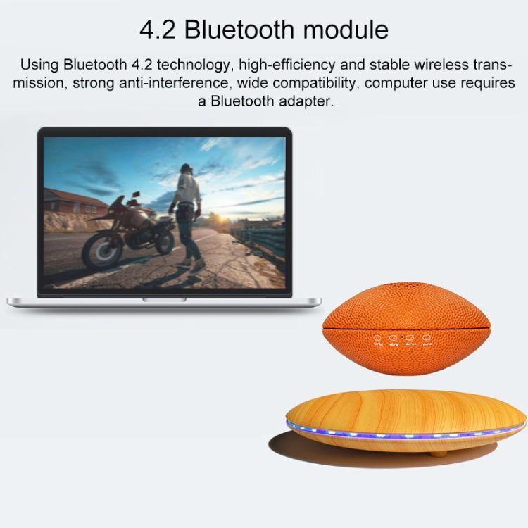 WB46-A1 TWS 360 Degree Autorotation Magnetic Levitation Rugby Football Shape Bluetooth Speaker with LED Colorful Light, Support Touch & Hands-free Call