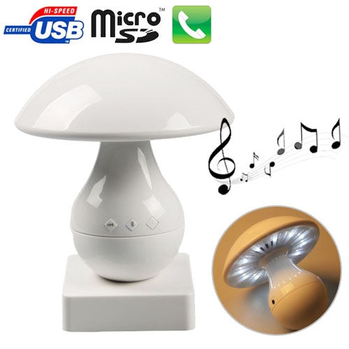 LED Mushroom Bluetooth 4.0 + EDR Speaker with 3.5mm Audio Interface, Support TF Card, Suit for iPhone 5 & 5S / iPad mini 1 / 2 / 3, Galaxy S5 / S4 and Other Bluetooth Device(White)
