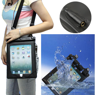 Waterproof Bag Case Cover for New iPad (iPad 3) / iPad 2 / iPad + Audio Line(Black)