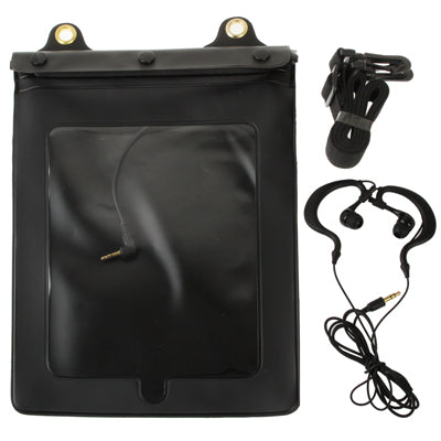 Waterproof Bag Case Cover for New iPad (iPad 3) / iPad 2 / iPad + Audio Line(Black)
