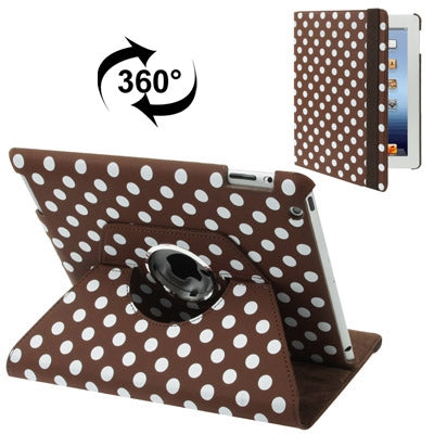 Dot Pattern 2-angle Viewing 360 Degree Rotatable Leather Case with Holder for New iPad (iPad 3),
