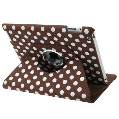 Dot Pattern 2-angle Viewing 360 Degree Rotatable Leather Case with Holder for New iPad (iPad 3),