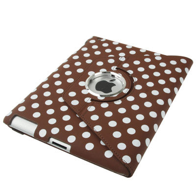 Dot Pattern 2-angle Viewing 360 Degree Rotatable Leather Case with Holder for New iPad (iPad 3),