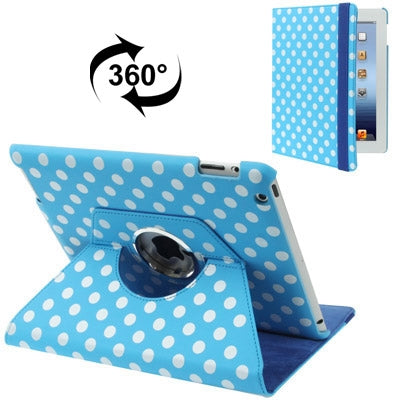 Dot Pattern 2-angle Viewing 360 Degree Rotatable Leather Case with Holder for New iPad (iPad 3),