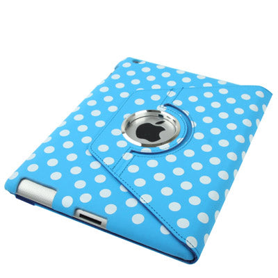 Dot Pattern 2-angle Viewing 360 Degree Rotatable Leather Case with Holder for New iPad (iPad 3),