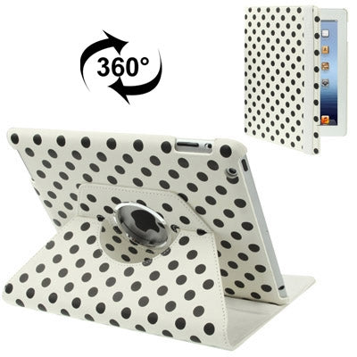 Dot Pattern 2-angle Viewing 360 Degree Rotatable Leather Case with Holder for New iPad (iPad 3),