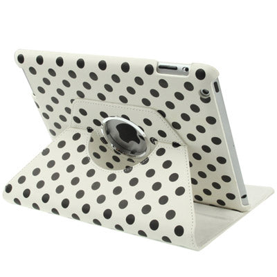Dot Pattern 2-angle Viewing 360 Degree Rotatable Leather Case with Holder for New iPad (iPad 3),