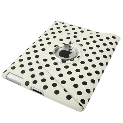Dot Pattern 2-angle Viewing 360 Degree Rotatable Leather Case with Holder for New iPad (iPad 3),