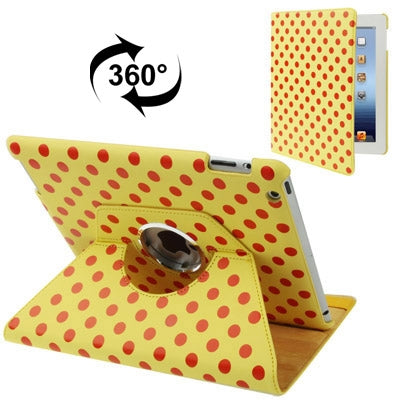 Dot Pattern 2-angle Viewing 360 Degree Rotatable Leather Case with Holder for New iPad (iPad 3),