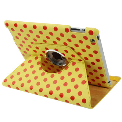 Dot Pattern 2-angle Viewing 360 Degree Rotatable Leather Case with Holder for New iPad (iPad 3),