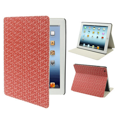 3-Angles Viewing Woven Texture PU Leather Case with Holder for New iPad (iPad 3),