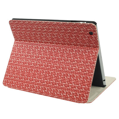 3-Angles Viewing Woven Texture PU Leather Case with Holder for New iPad (iPad 3),